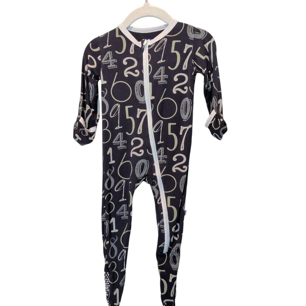 Kickee Pants Bamboo Baby Boys Girls Sz 6-9 Mos Zip Up Sleeper One Piece Numbers